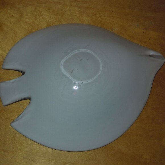 Vtg MCM Murano Turquoise Silver Aventurine Flecks Cased Art Glass Fish Bowl Dish - Picture 2 of 6